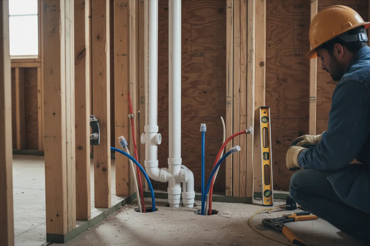 Drain and supply rough-in during Sump Pump Repair in Towanda