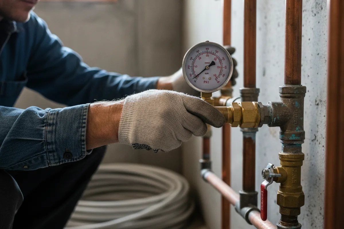 Pressure testing a repaired line during Water Line Repair in Towanda